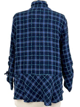 Load image into Gallery viewer, Habitat WINDOWPANE RUSCH SLEEVE BLOUSE
